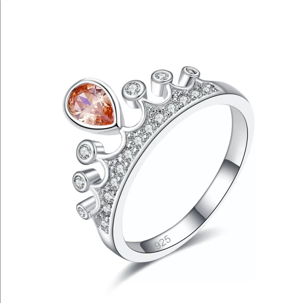 New! 925 Stamped silver morganite/topaz ring